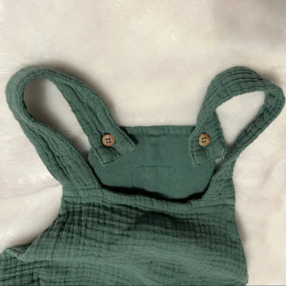 Zara Baby 3-4 Years Unisex Boys Girls Cotton Gauze Teal Green Romper 3T 4T - Picture 4 of 8